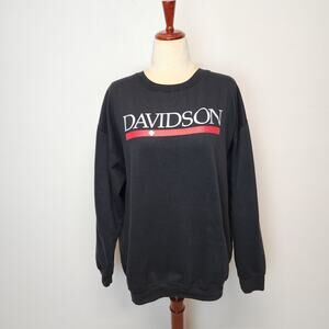 Vintage Davidson College Sweatshirt Size XL Black Long Sleeve Pullover Crewneck